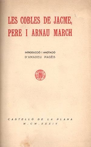 LES COBLES DE JACME PERE I ARNAU MARCH 1934
